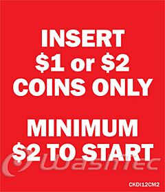 DECAL, INSERT $1 OR $2 COINS ONLY MIN