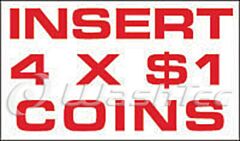 DECAL - INSERT 4 x $1 COINS - WHITE, RED